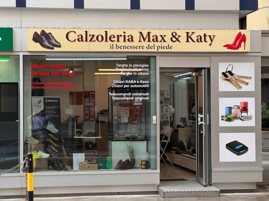 Calzoleria Max e Katy espresso targhe incisioni Lugano